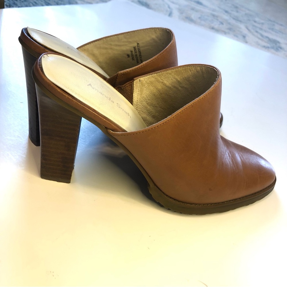 Amanda Smith Smooth Leather High Heeled Mules Size 8 Gently Used - Picture 11 of 11